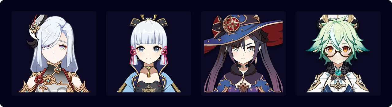 Shenhe — Ayaka — Mona — Sucrose