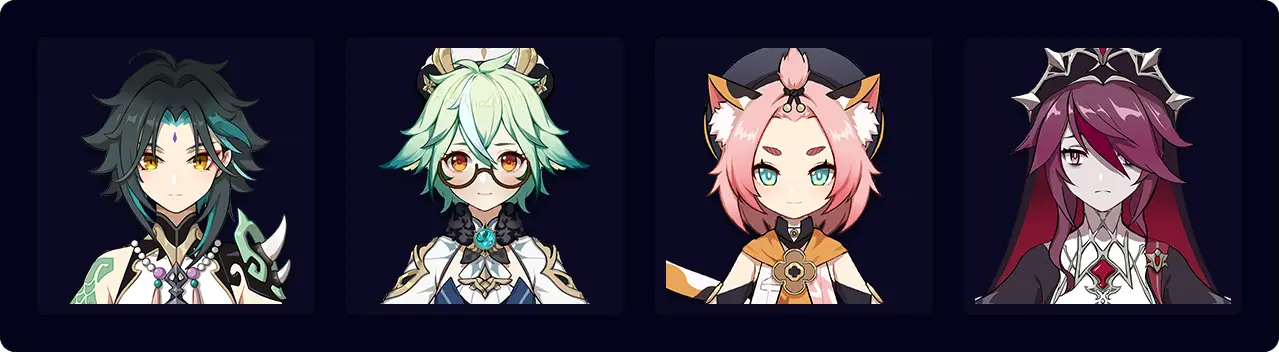 Xiao — Sucrose —  Diona — Rosaria